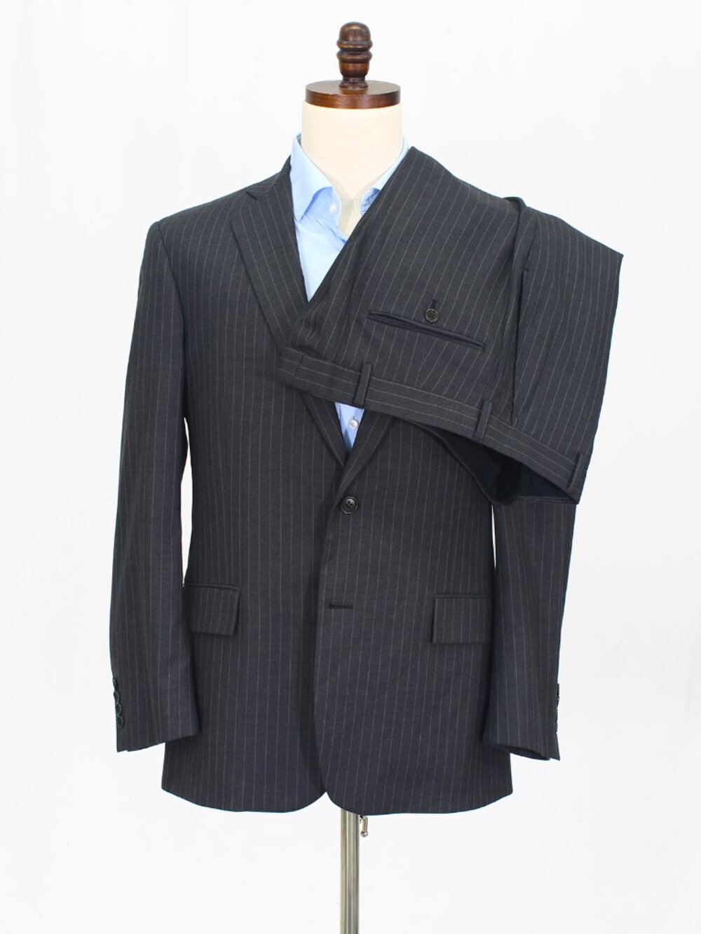Brooks Brothers 40R 34x27 Gray Full Suit 2-Button Stripe R913